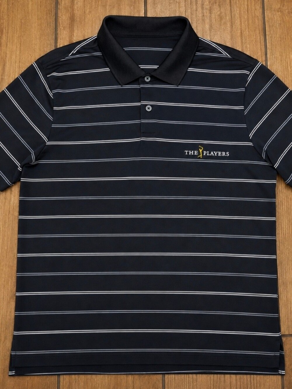RLX Ralph Lauren The Players Golf Polo Shirt Men's Medium Black Striped Stretch